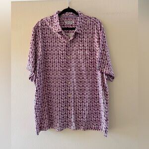 Tommy Bahama Men’s 100% Silk Purple Patterned Shirt